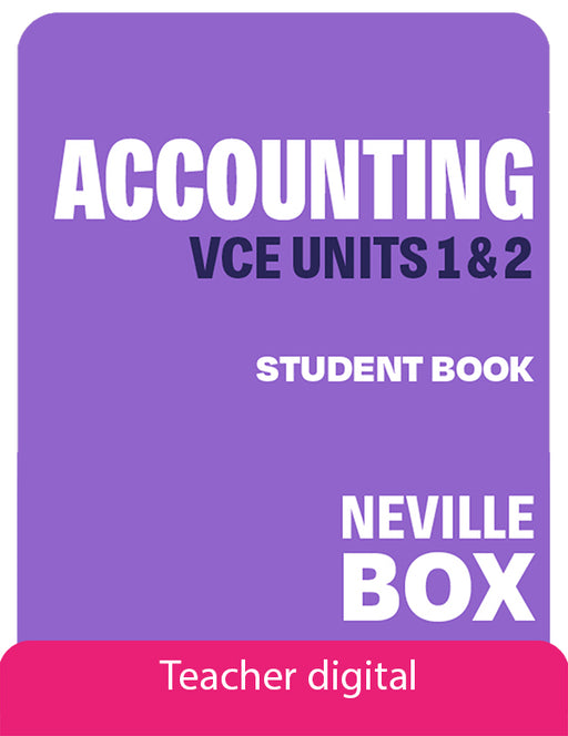 Accounting, VCE Units 1&2 7e Teacher Digital Access (New 7th edition revised to align with 2025 Study Design)